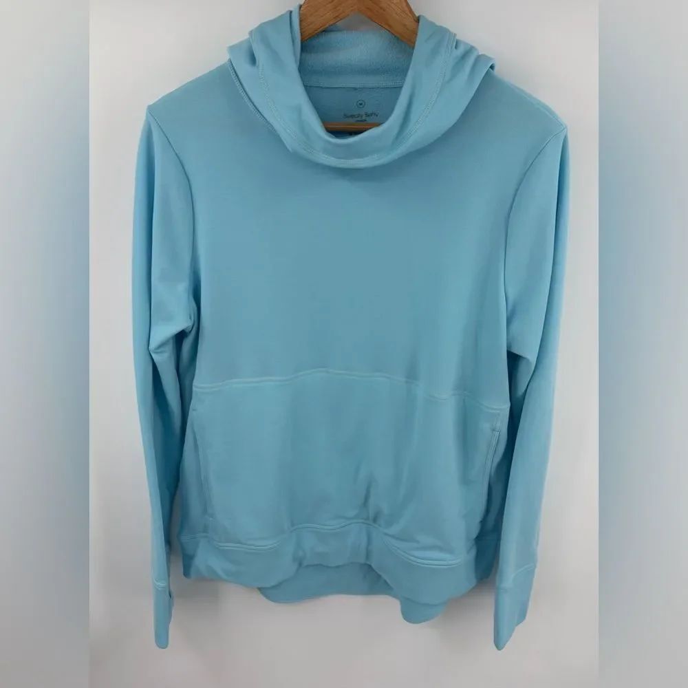 Sweaty Betty Galvanise running cowl neck sky blue hoodie women’s M performance